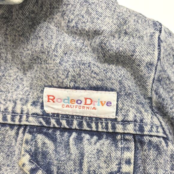 Vintage Jean Jacket Baby Girls Sz 12-18m Acid Wash Hooded California Rodeo 90s - Picture 2 of 5